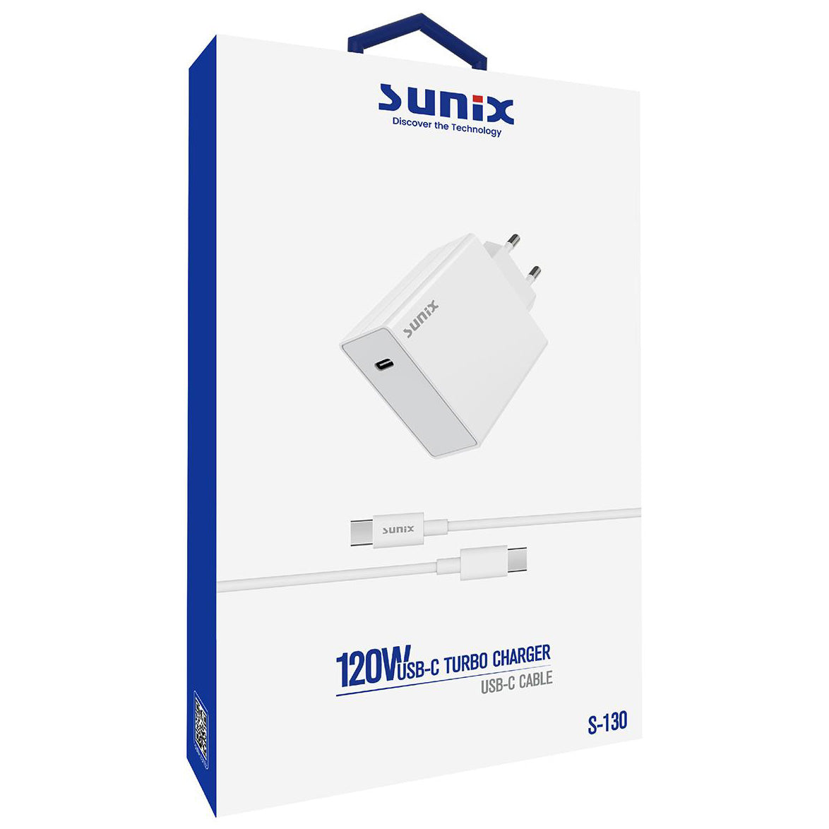 Sunix S-130 Ladegerät – 120W USB-C to USB-C in Weiß